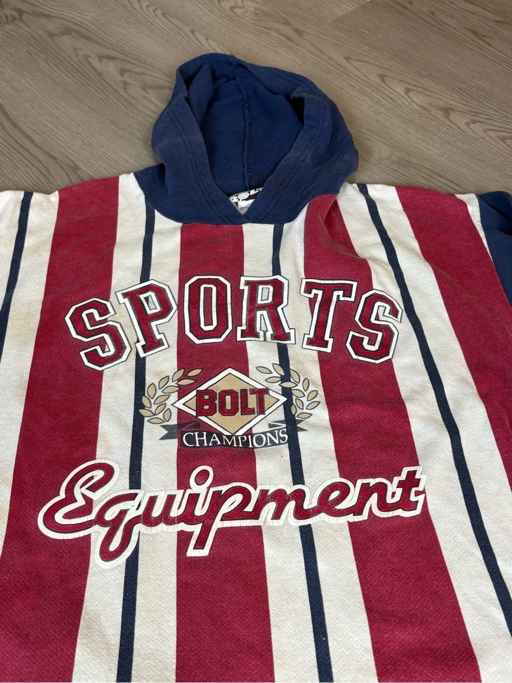 Navy & Red Striped Hooded Shirt Jacket - Sports Equipment
